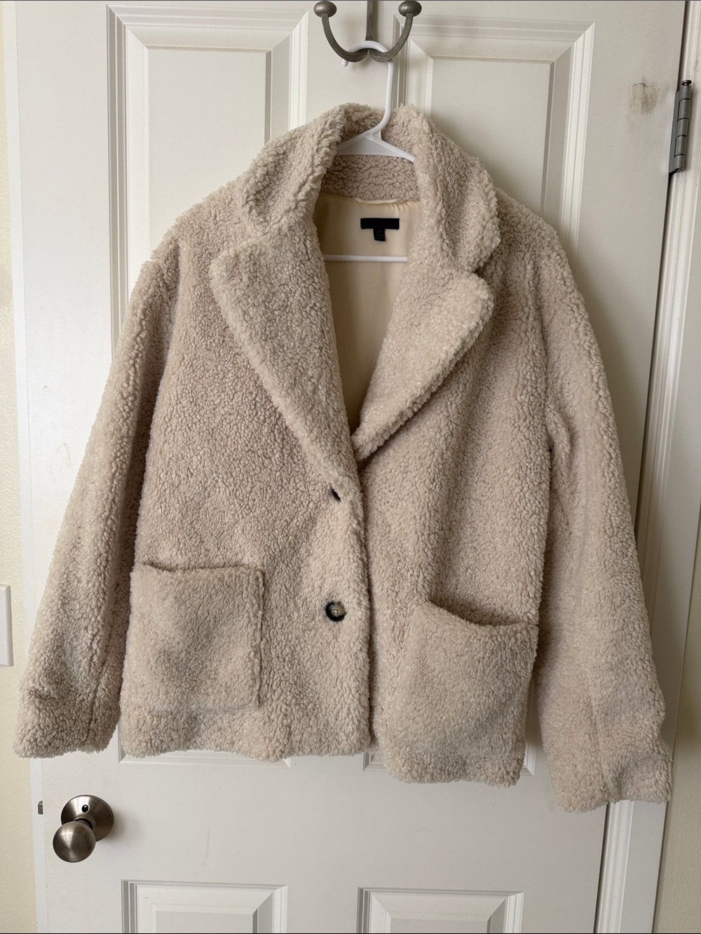ATM Anthony Thomas Melillo Cream Faux Shearling Teddy Jacket